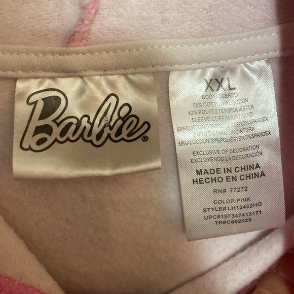 Barbie Starry Pink and White Hoodie Sweatshirt, Size XXL extra extra large - Picture 5 of 7